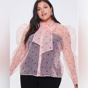 Forever 21 Chiffon Polka Dot Shirt size small